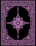Elegant Pink Floral Scrollwork Framing Rug