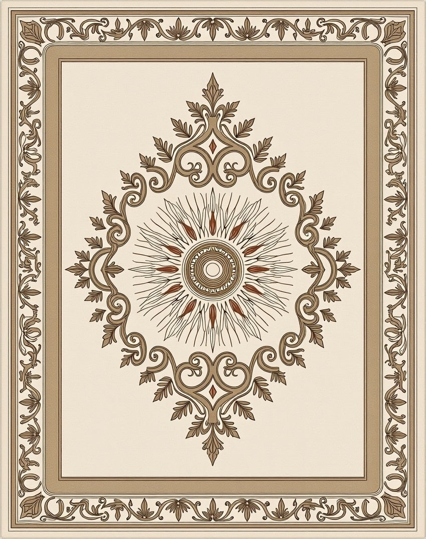Classic Sunburst Scrollwork Medallion Rug