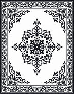 Ornate Floral Border Pattern Rug