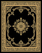 Classic Golden Black Floral Ornament Rug