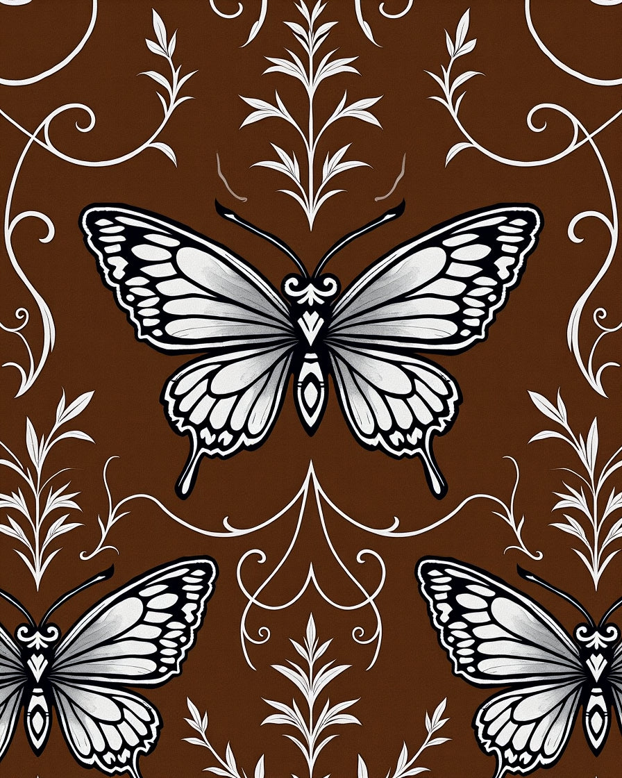 Elegant White Butterfly Pattern Rug