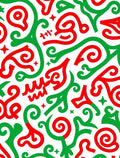 Whimsical Red Green Swirl Flourish Rug
