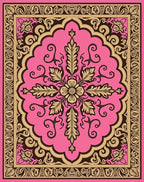 Pink Floral Ornamental Border Design Rug