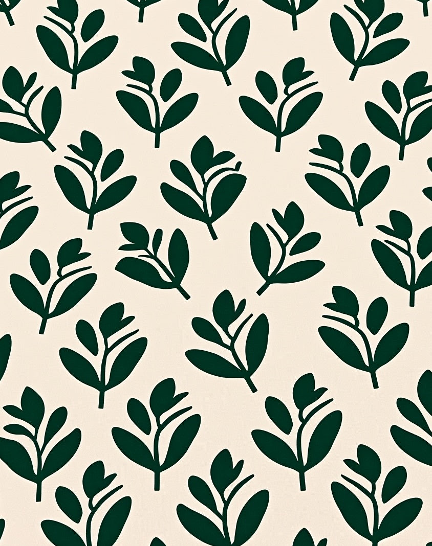 Abstract Green Leaf Pattern Rug