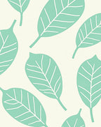 Teal Leaf Patterned Design Rug