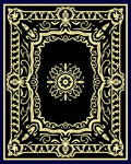 Elegant Black Gold Floral Frame Rug