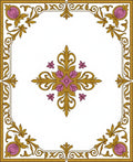 Ornate Floral Golden Scroll Pattern Rug