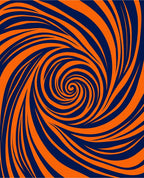 Orange Navy Swirl Pattern Rug