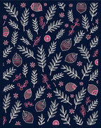 Navy Blue Botanical Berry Branch Rug