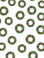 Festive Wreath Green Red Christmas Circular Rug