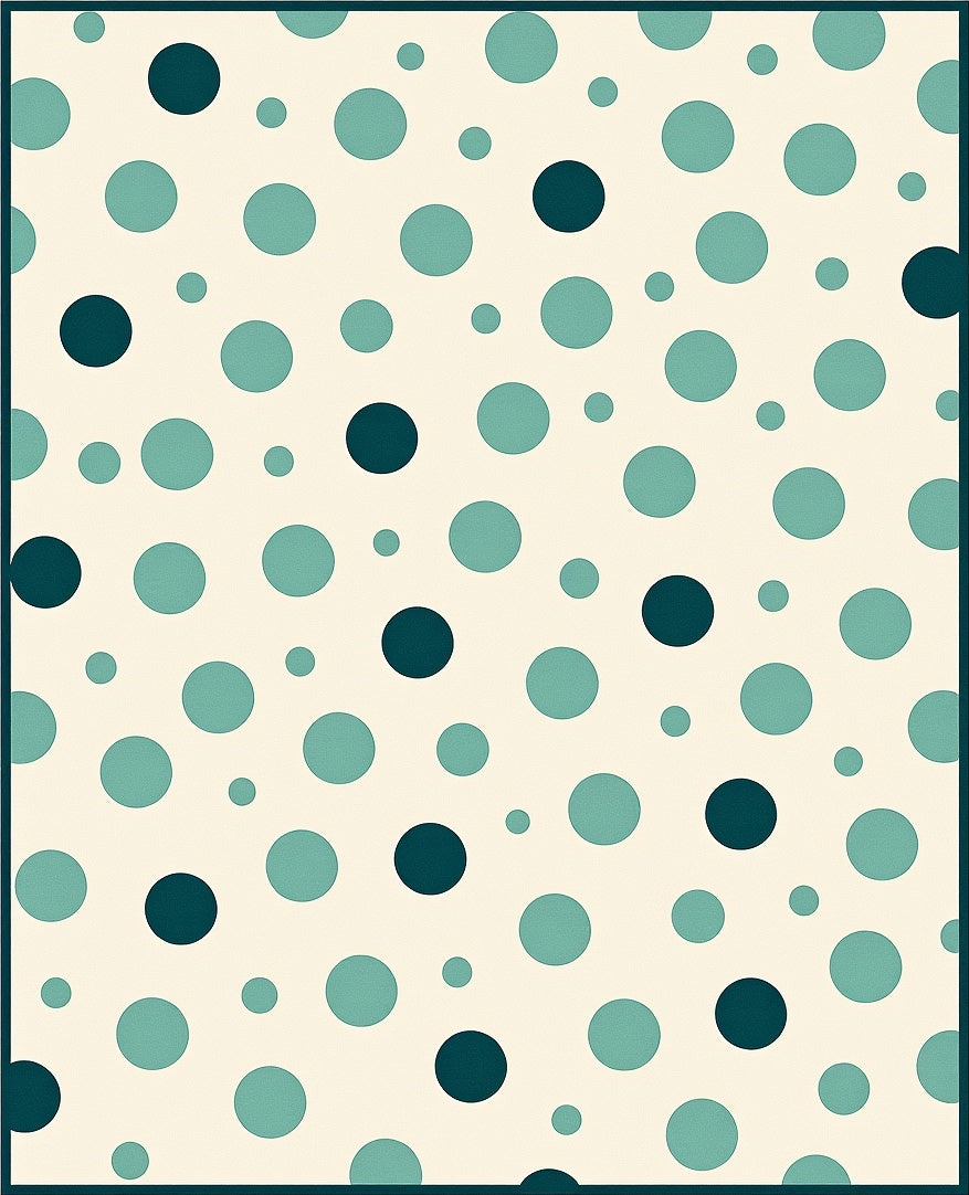 Teal Cream Polka Dot Pattern Rug