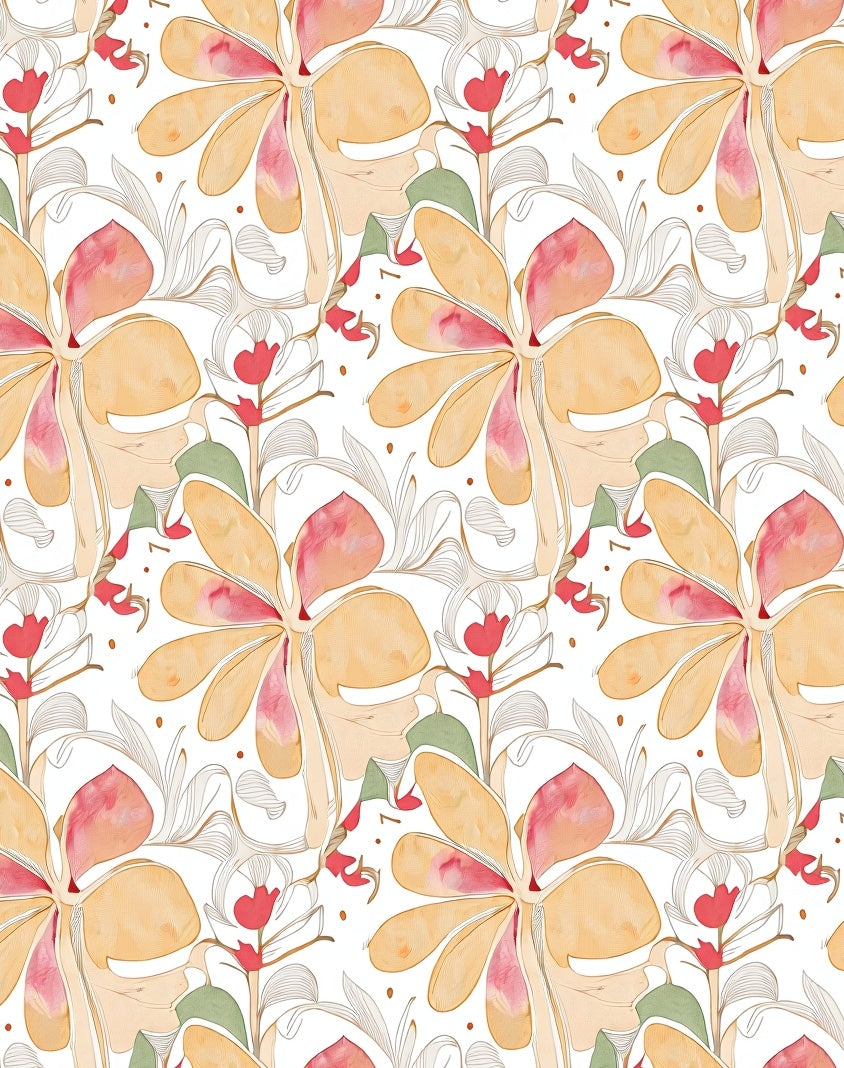 Abstract Floral Pattern With Blush Tones Rug