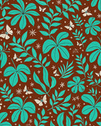 Tropical Leaf and Butterfly Pattern Rug