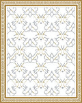 Ornate Golden Bordered Geometric Pattern Rug