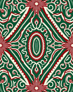 Emerald Red Medallion Symmetry Rug