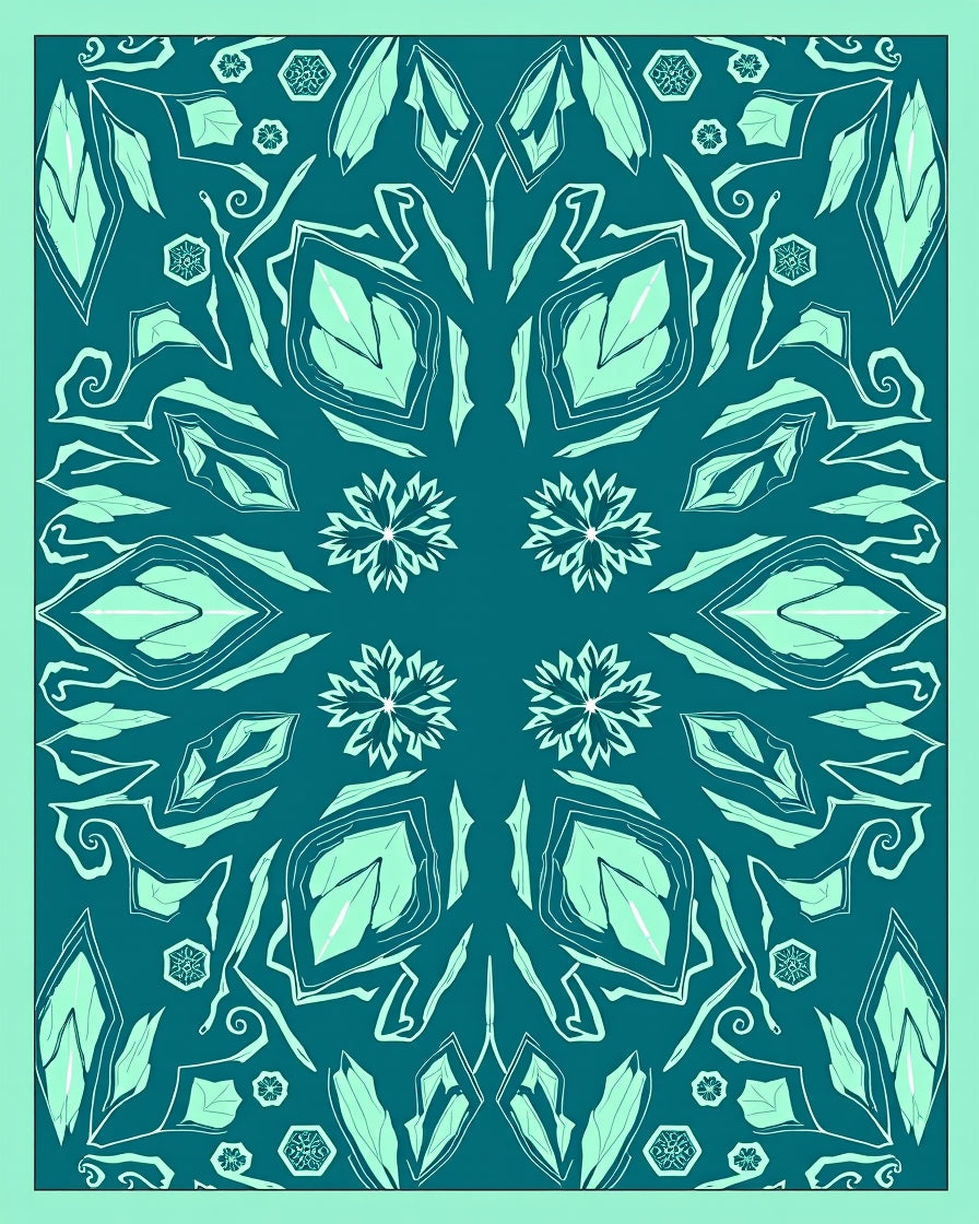 Teal and Mint Mandala Floral Rug