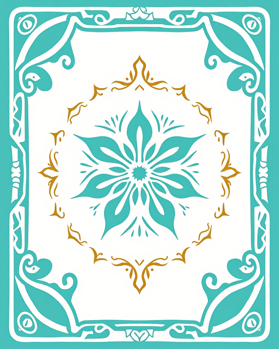 Turquoise and Gold Floral Medallion Design Rug