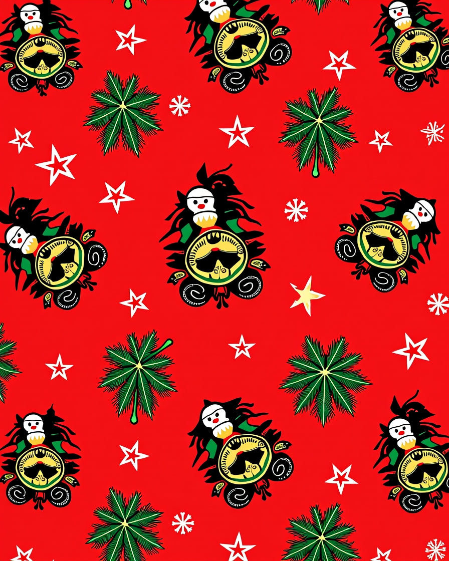 Red Festive Santa And Stars Rug