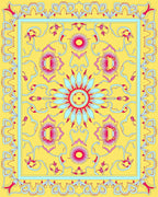 Vibrant Floral Scroll Patterned Rug
