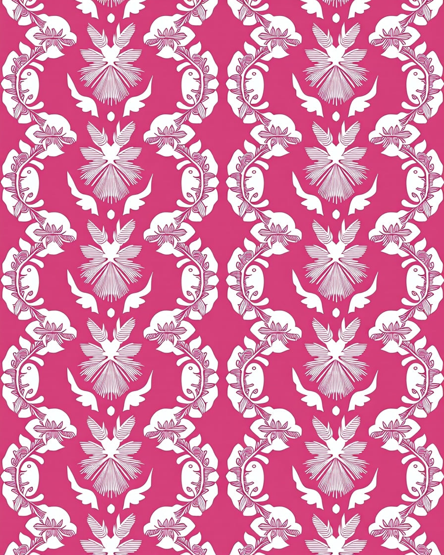 Crimson Floral Vine Mandala Rug