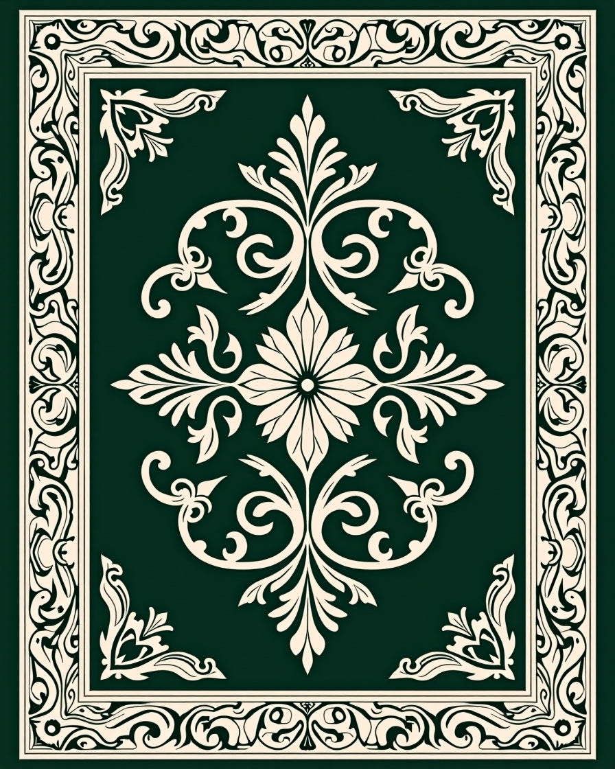 Elegant Floral Scrollwork Intricate Design Rug