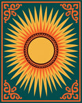 Radiant Sunburst With Decorative Corners Rug