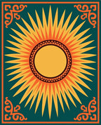 Radiant Sunburst With Decorative Corners Rug
