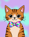 Whimsical Cat Bowtie Graphic Design Rug