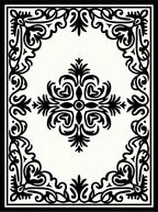 Classic Black Floral Swirl Border Rug