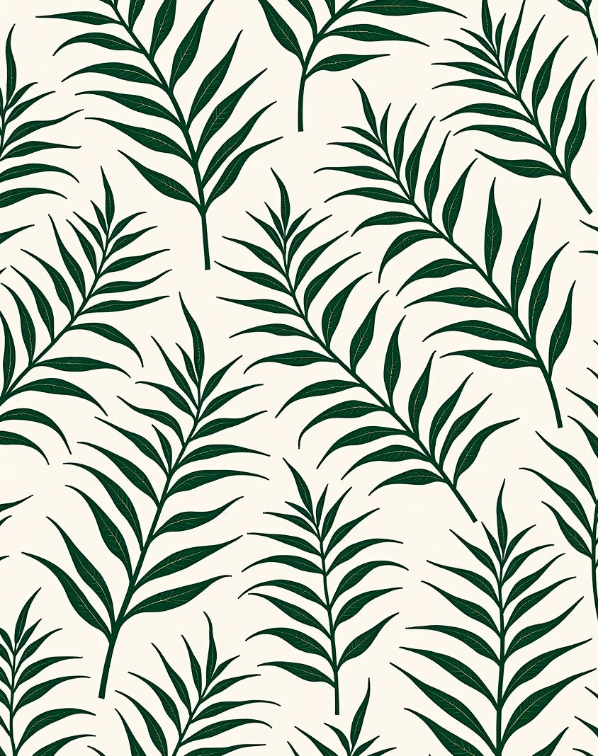 Dark Green Leaf Pattern Design Rug