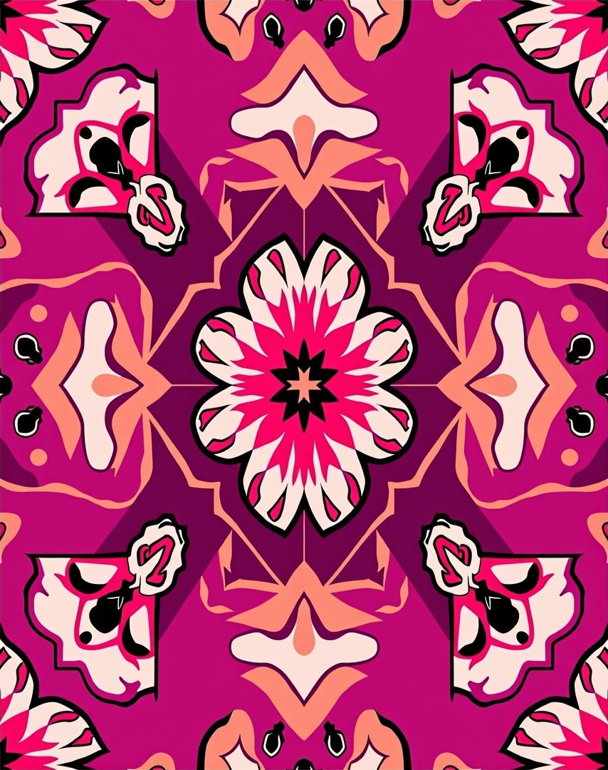Vibrant Floral Medallion Pattern Rug