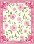 Pink Rose Floral Pattern Rug