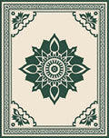 Dark Green Floral Mandala Geometric Design Rug