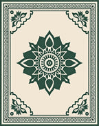Dark Green Floral Mandala Geometric Design Rug