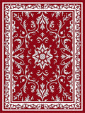 Red White Floral Swirl Pattern Rug