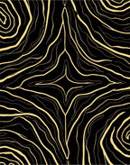 Black Gold Swirling Abstract Pattern Rug