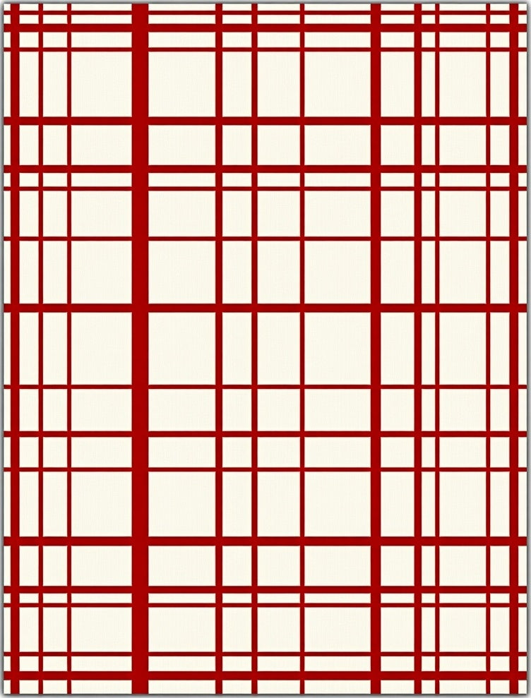 Classic Red White Grid Pattern Rug