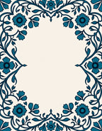 Teal Floral Vine Pattern Rug