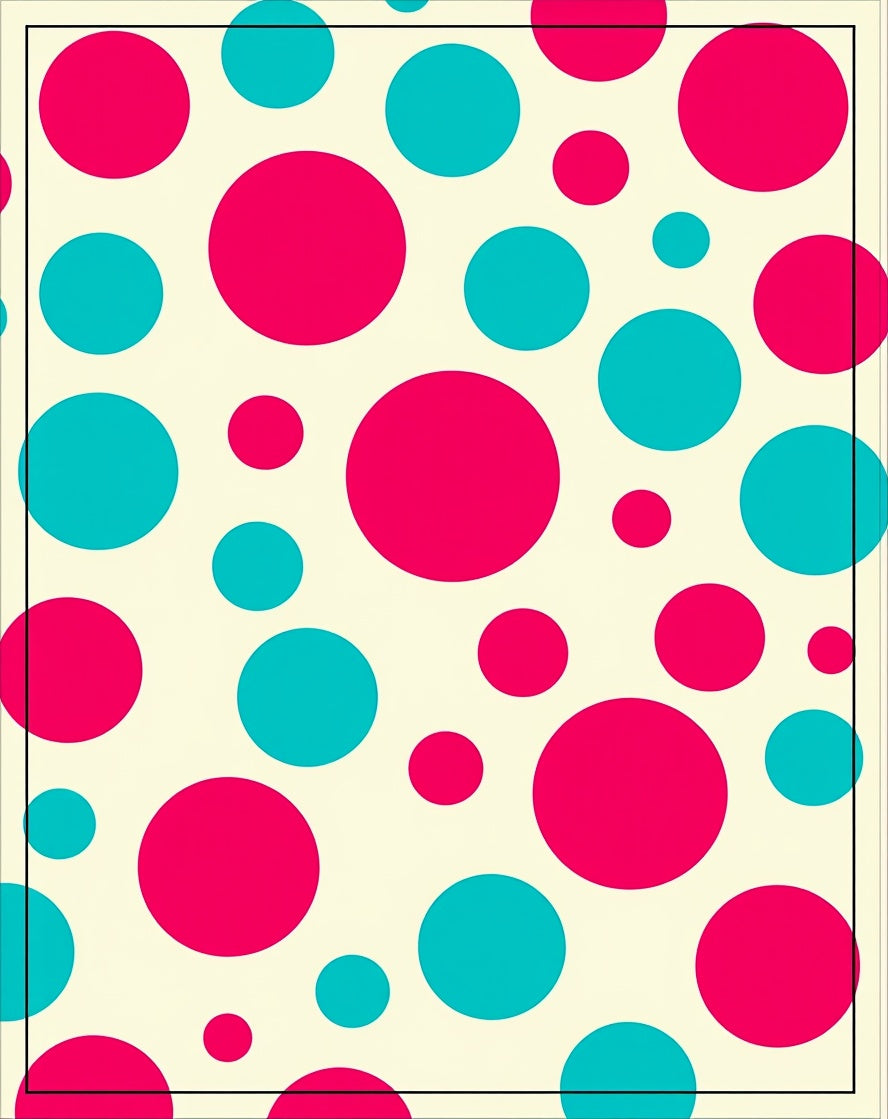 Playful Pink Teal Polka Dot Pattern Rug