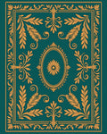 Ornate Floral Medallion Teal Gold Rug