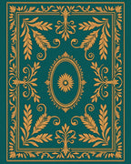 Ornate Floral Medallion Teal Gold Rug