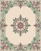 Ornate Scrollwork Botanical Classic Design Rug
