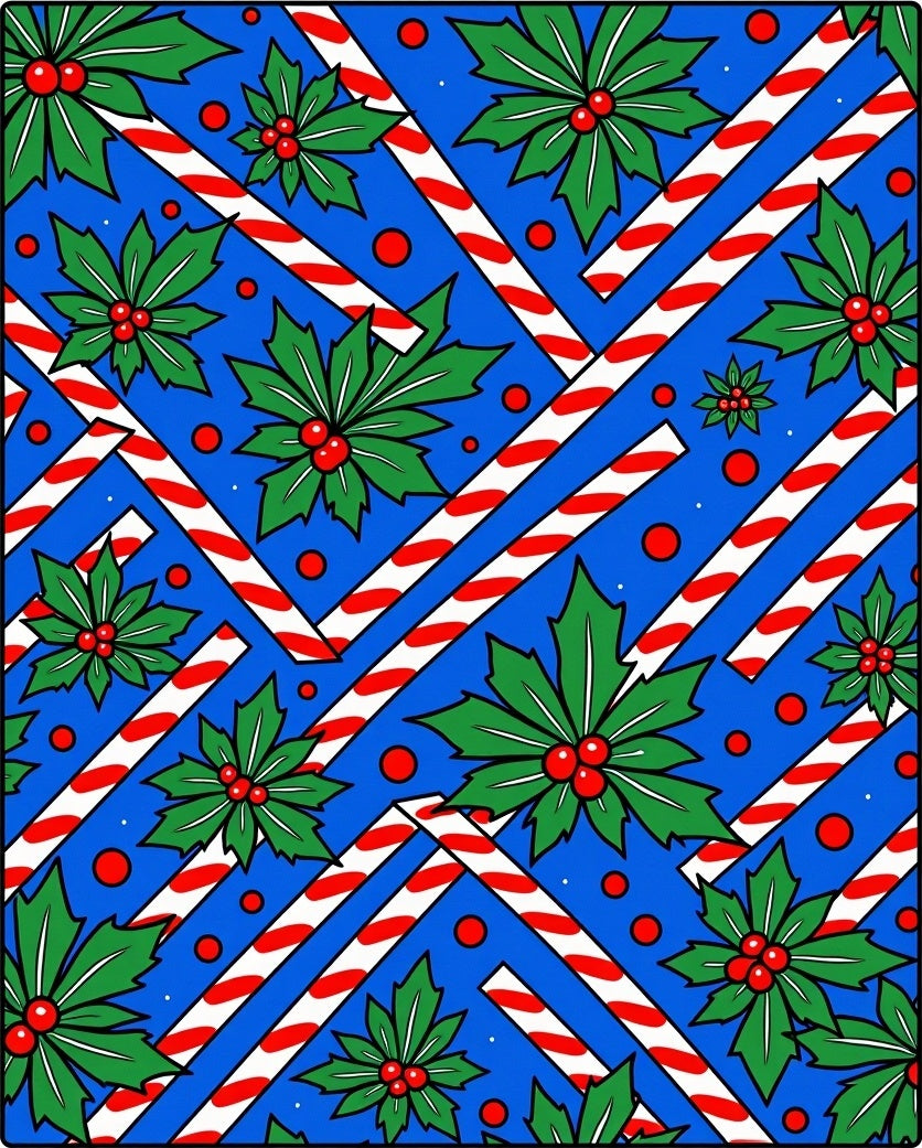 Blue Holly Candy Cane Stripes Rug