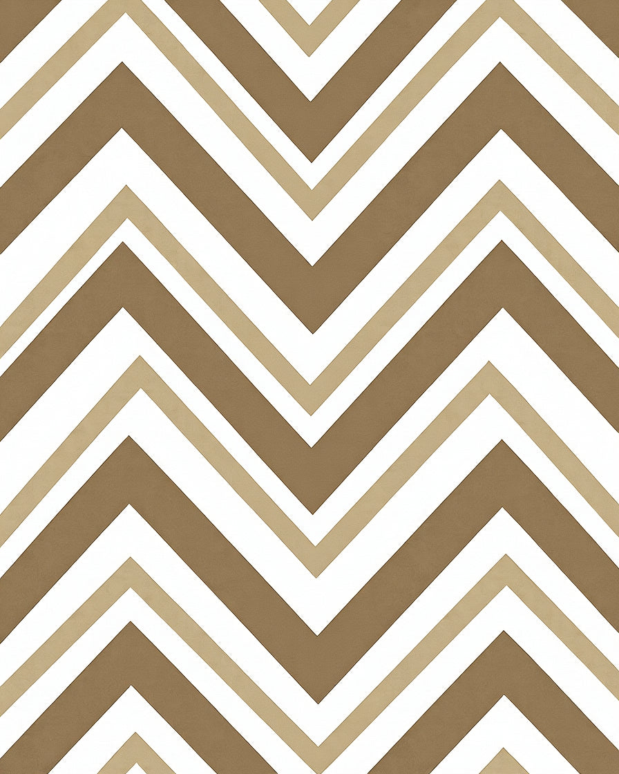 Brown Taupe White Chevron Pattern Rug
