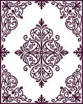 Ornate Corner Scrollwork Pattern Rug