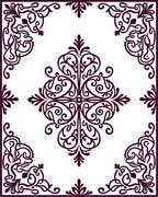 Ornate Corner Scrollwork Pattern Rug