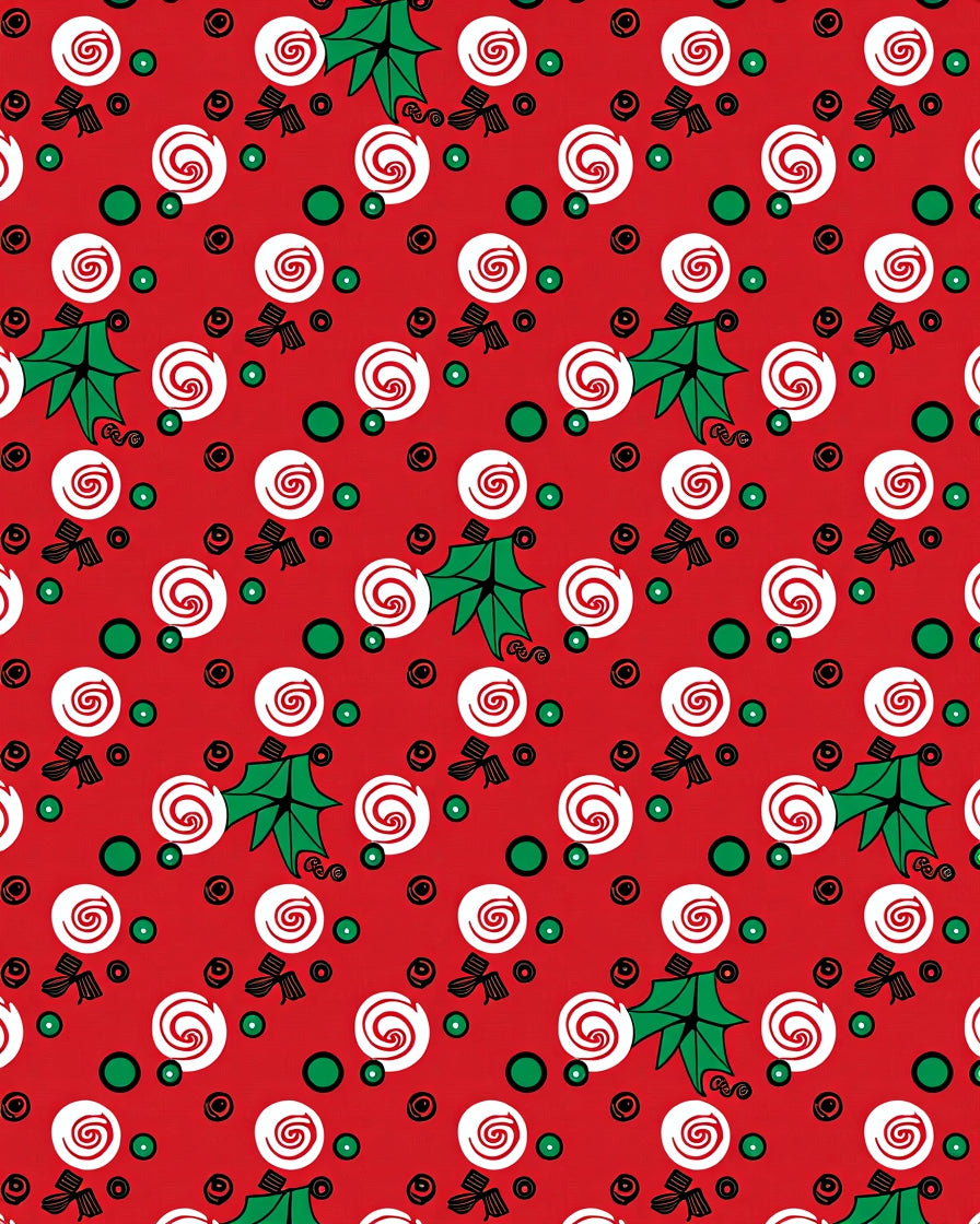 Red White Swirl Candy Holly Dots Rug