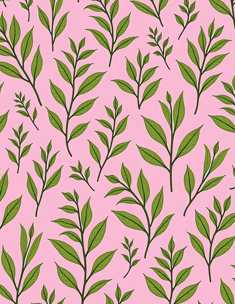 Delicate Green Leaf Pattern Rug