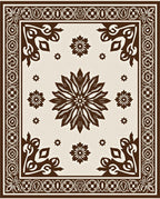 Ornate Floral Geometric Border Rug