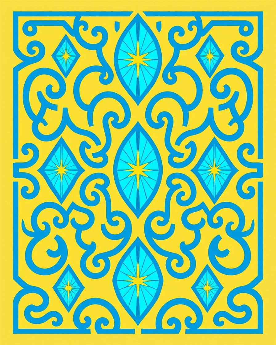 Bright Geometric Floral Pattern Rug